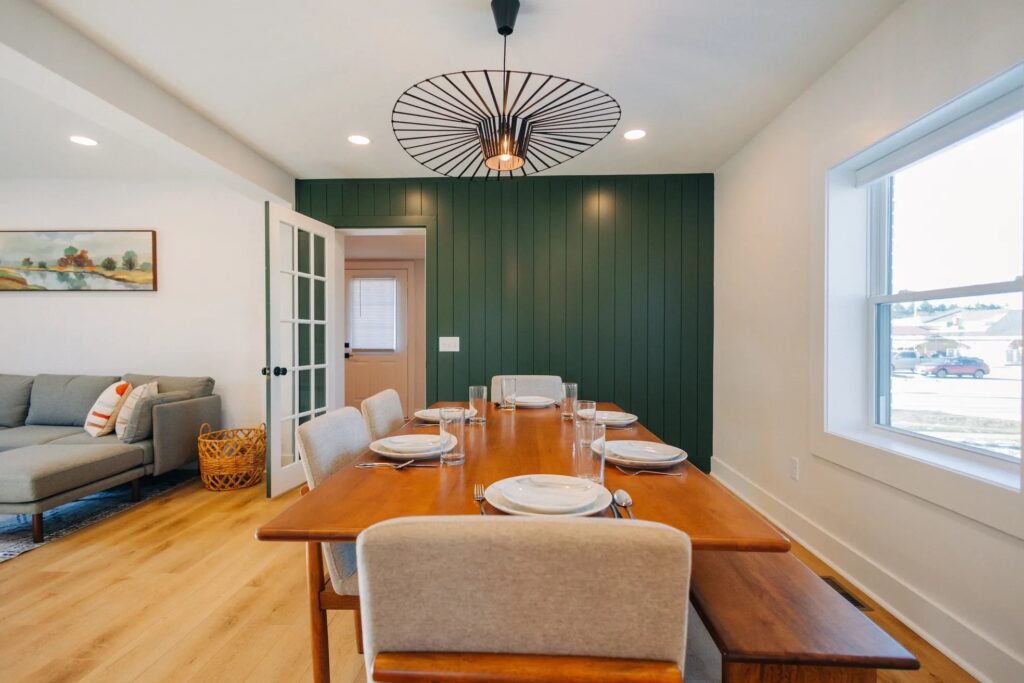 Dining Room off of living room after full home remodel in Flower Mound